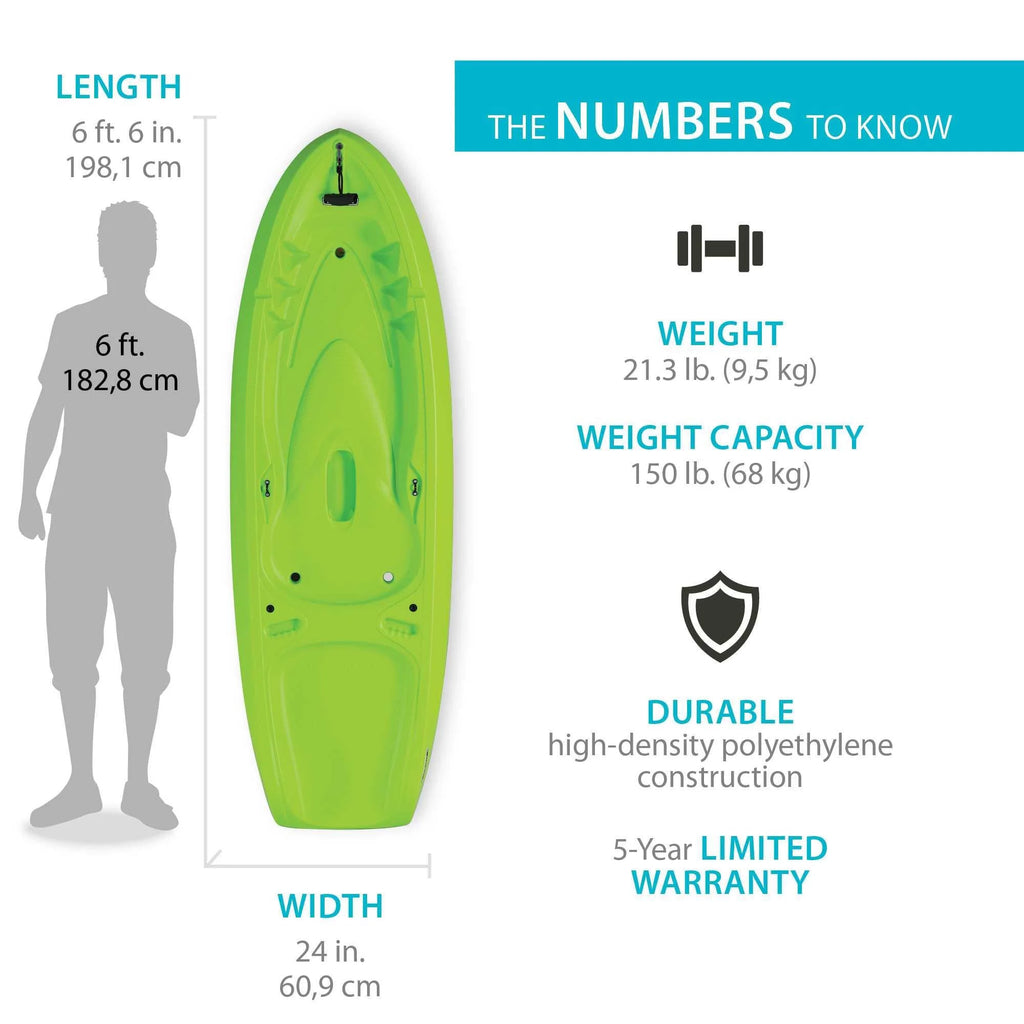 2026 Lifetime Recruit 6.5 ft Youth Sit-on-Top Kayak, Lime Green (90765)