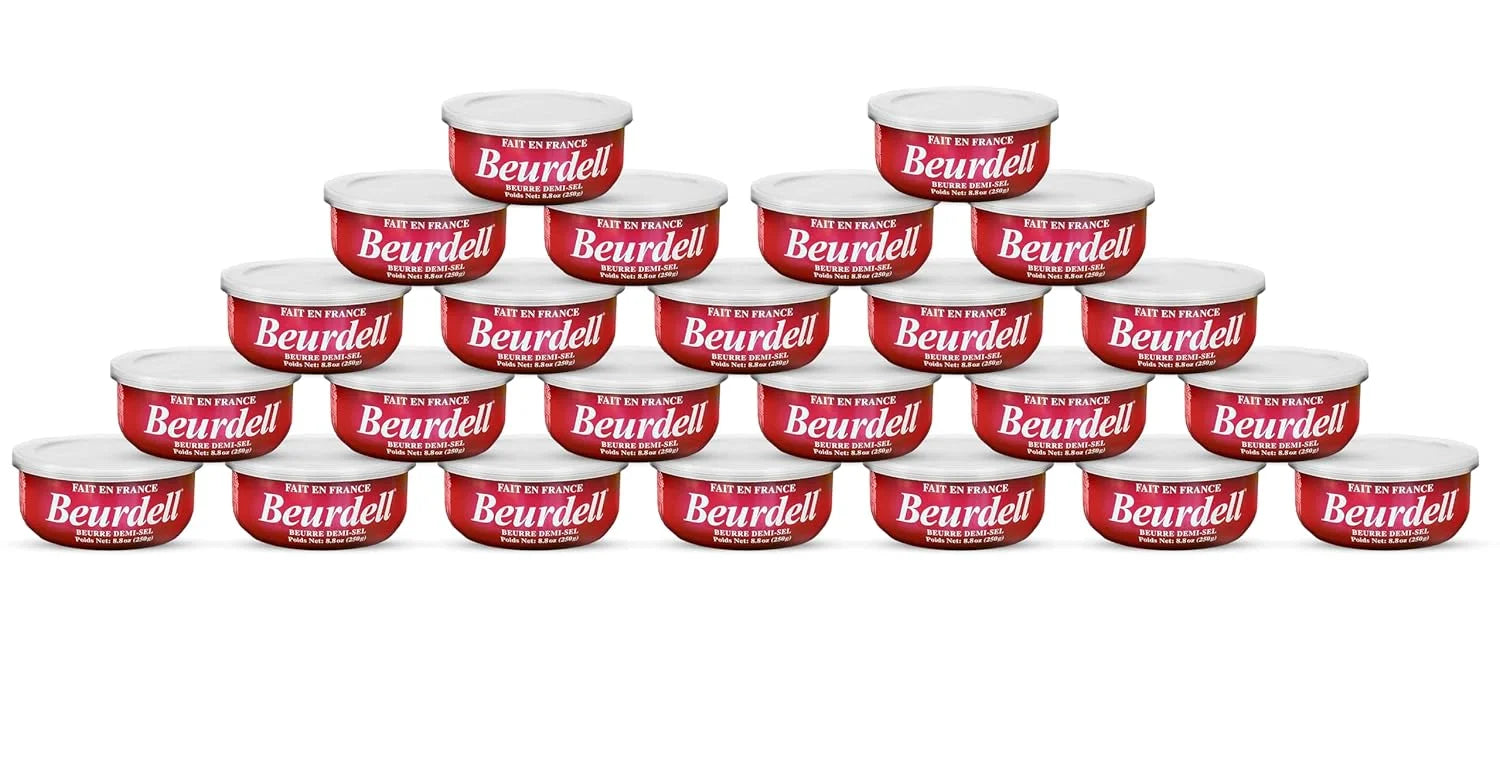 2026 Beurdell Canned French Butter �C 100% Natural Salted Pasteurized Real Butter | Long Shelf Life Emergency Survival Food | Great for Cooking, Baking, RV & Camping | Pull Top Lid | Pack of 24 | France