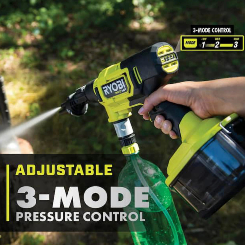2026 Ryobi ONE+ HP 600 PSI at 0.7 GPM 18V Cordless Electric Cold water Power Cleaner, 20 ft. Siphon Hose