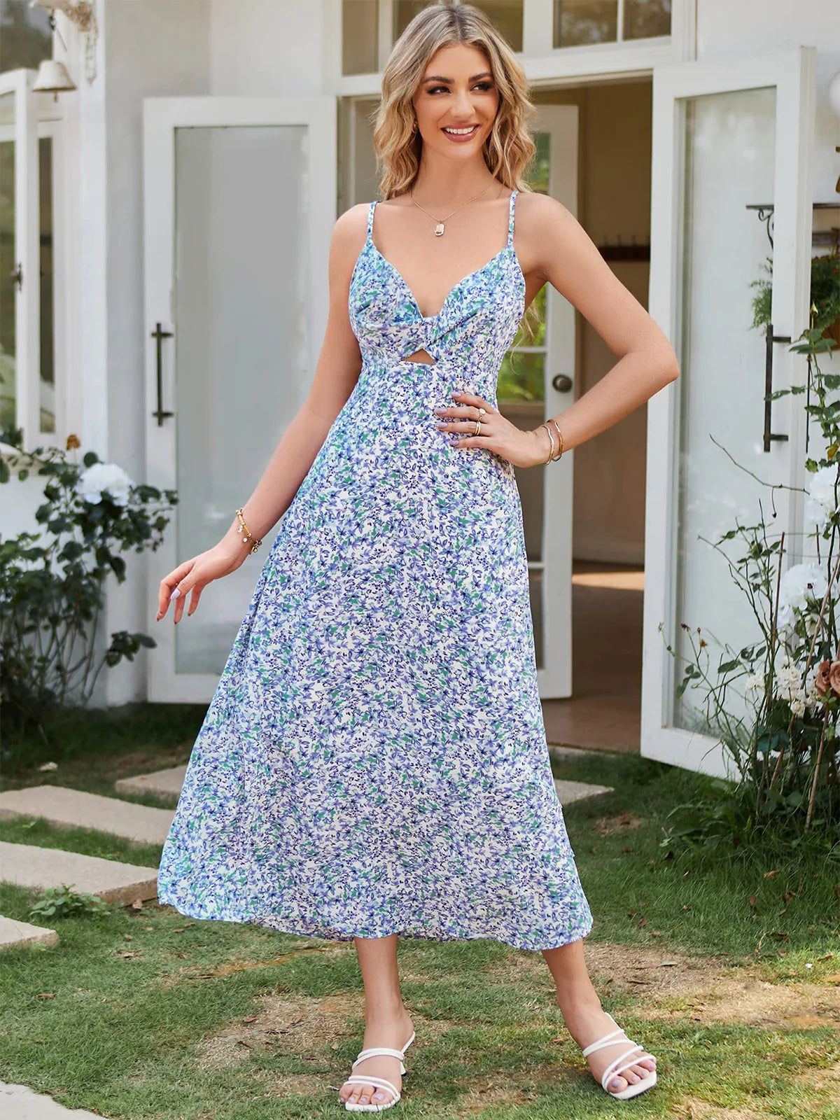 2026 Spaghetti Strap Floral Print Dress