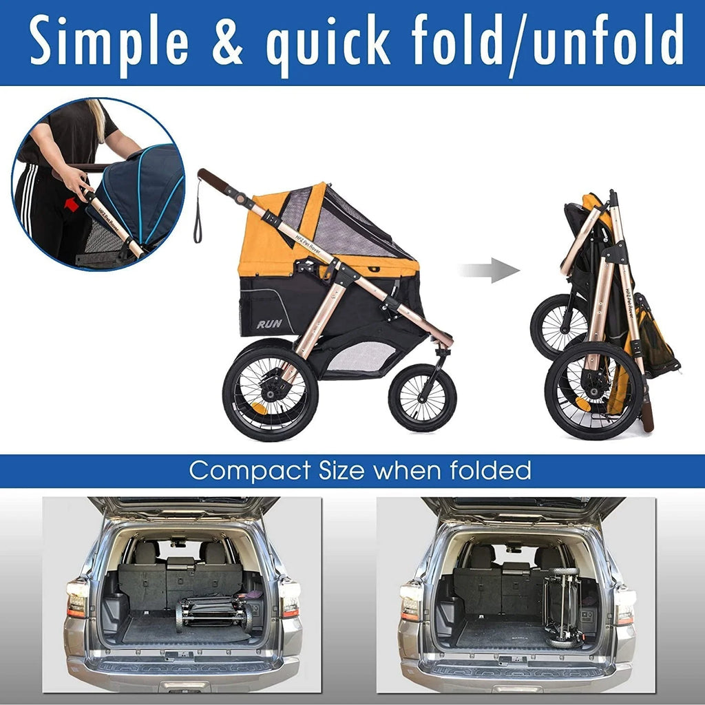2026 Jogging Sports Stroller with Comfort Rubber Wheels/Zipper-Less Entry/1-Hand Quick Fold/Aluminum Frame for Small/Medium Dogs, Cats and Pets (Green Camo)