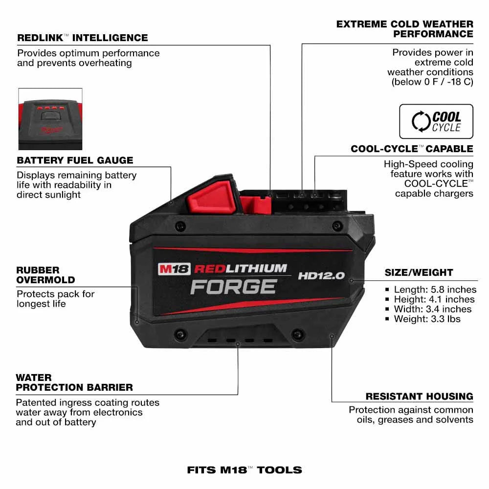 2026 Milwaukee 48-11-1813 M18 REDLITHIUM FORGE HD12.0 Battery Pack