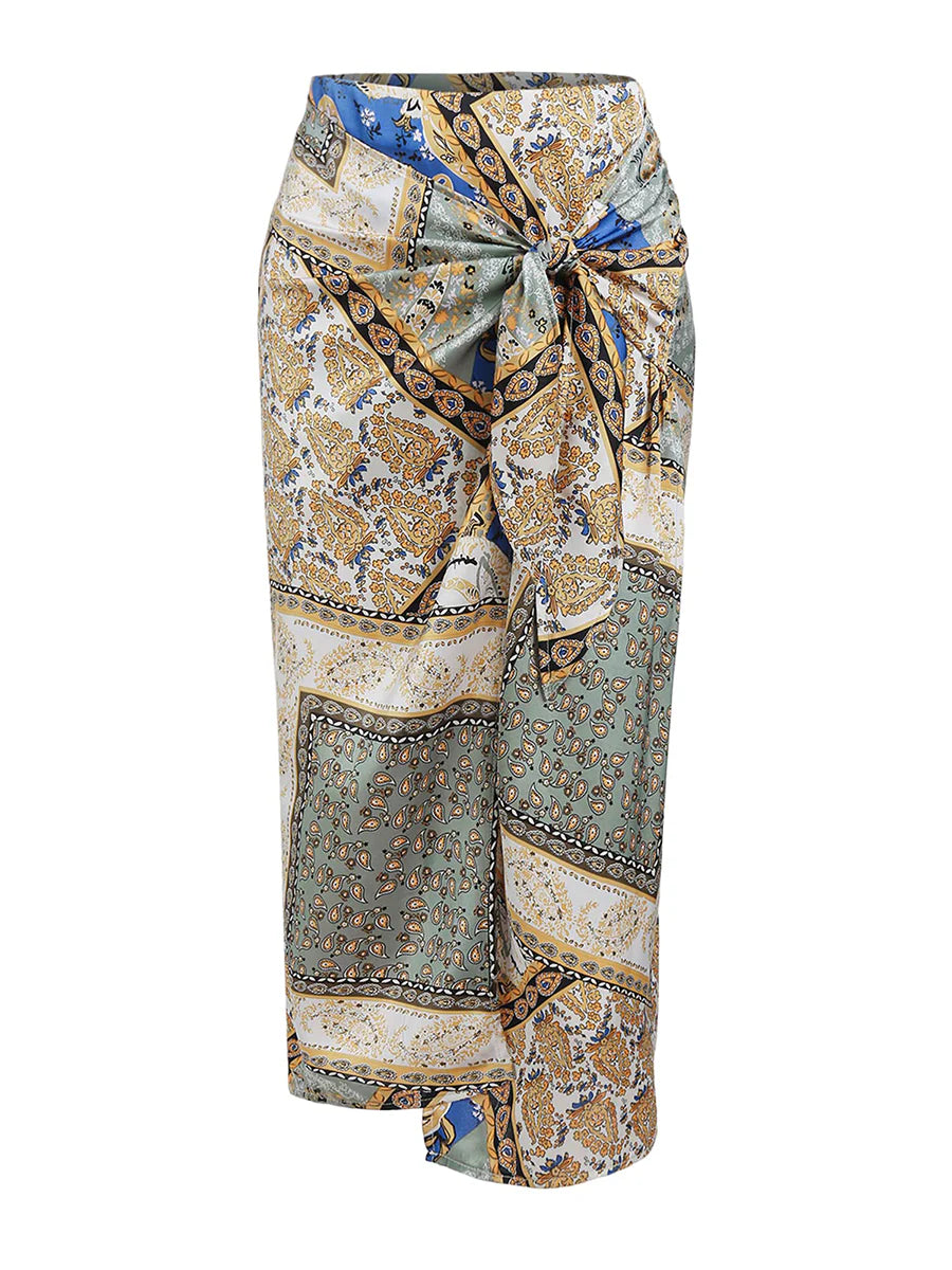 2026 Bohemian High Waisted Bustle Skirt