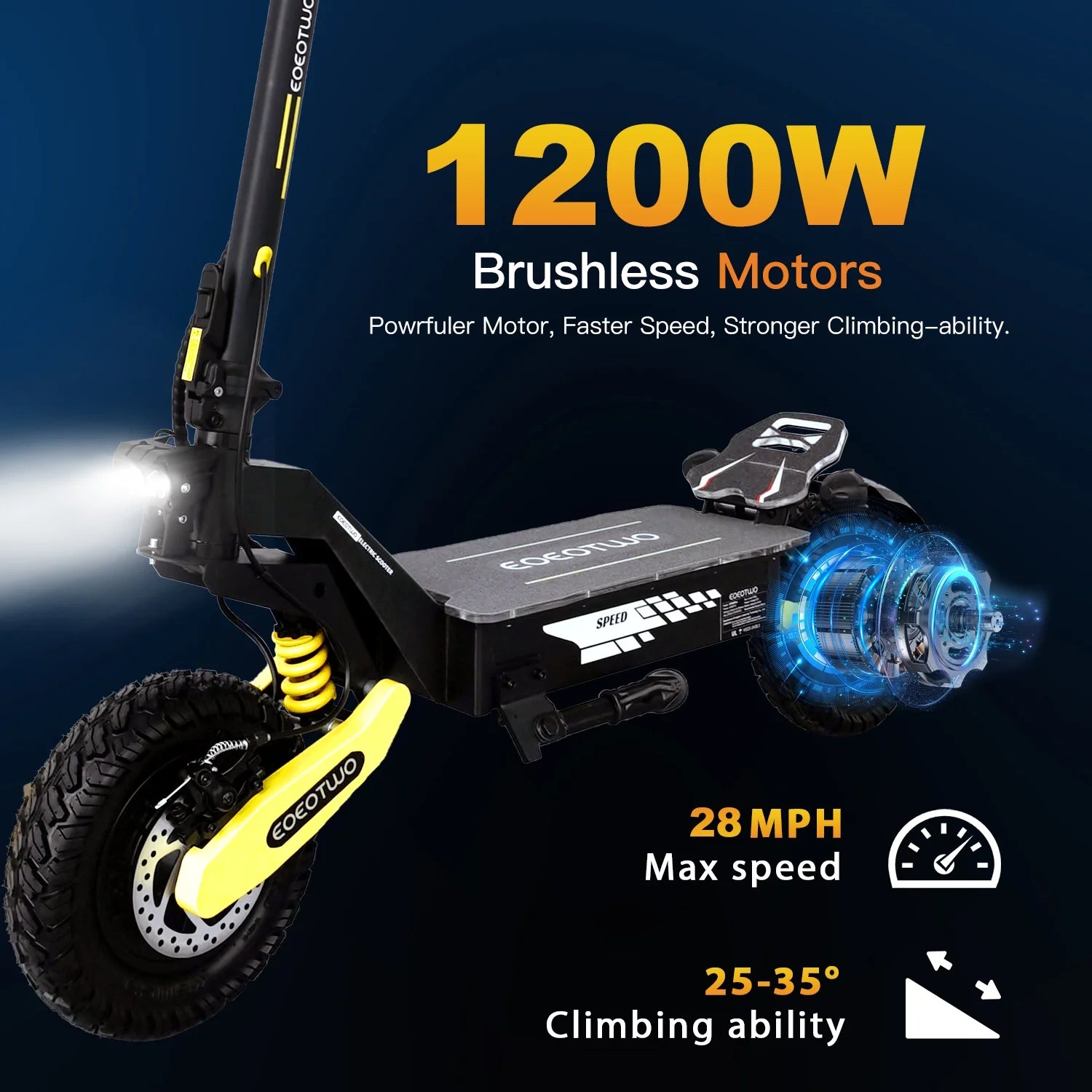 2026 Off Road Electric Scooter for Adults, 1200W Motor Fast E Scooter, Up to 28MPH Top Speed & 20Miles Long Range, 11" Off-Road Tires, 330lbs MAX Load, Foldable