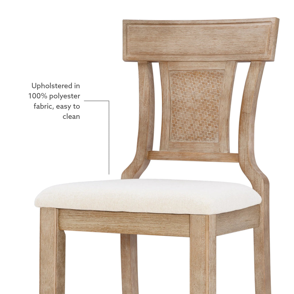2026 Linon Rylan 30" Bar Stool, Rustic Brown Finish with Beige Fabric
