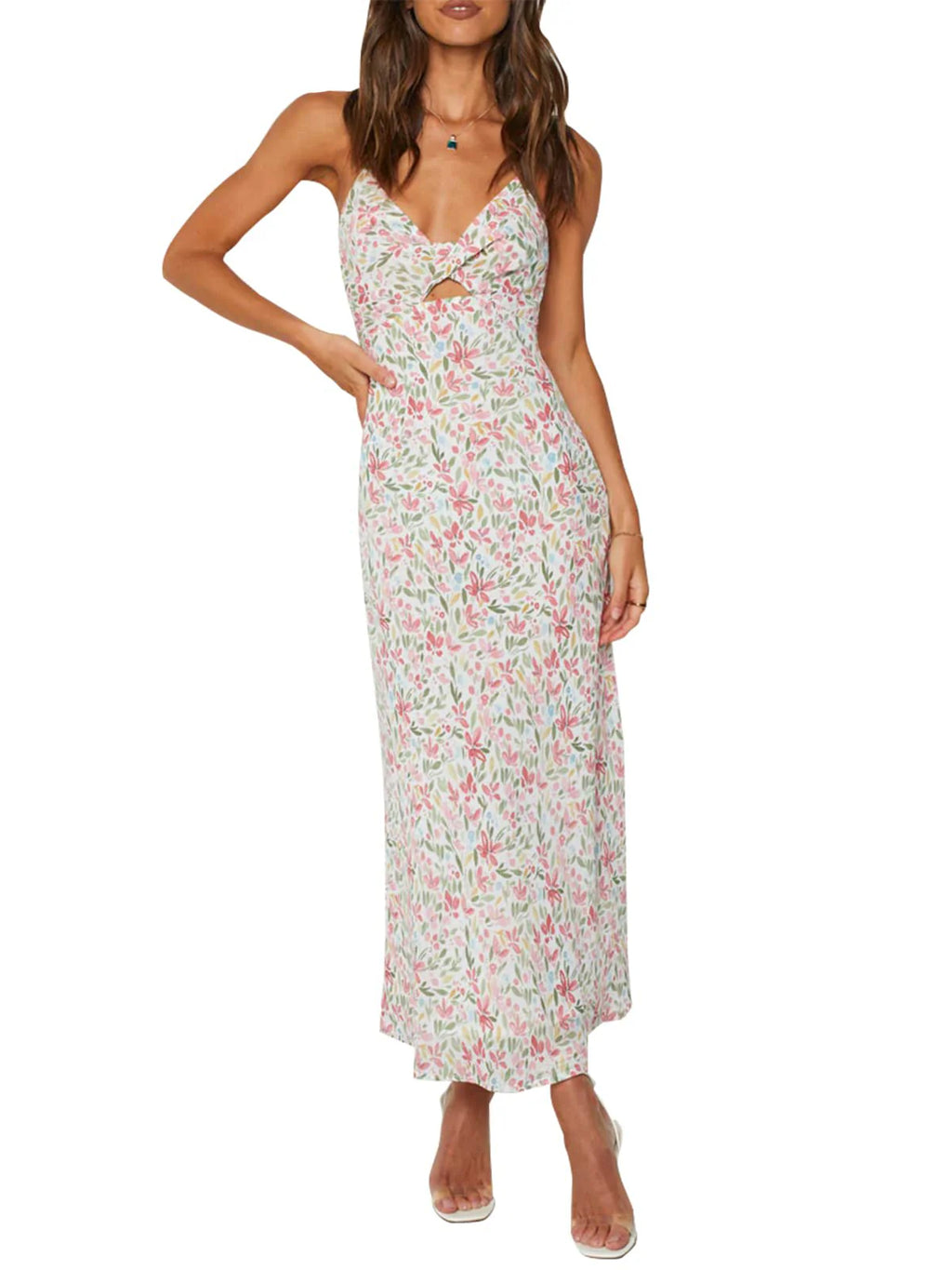 2026 Spaghetti Strap Floral Print Dress