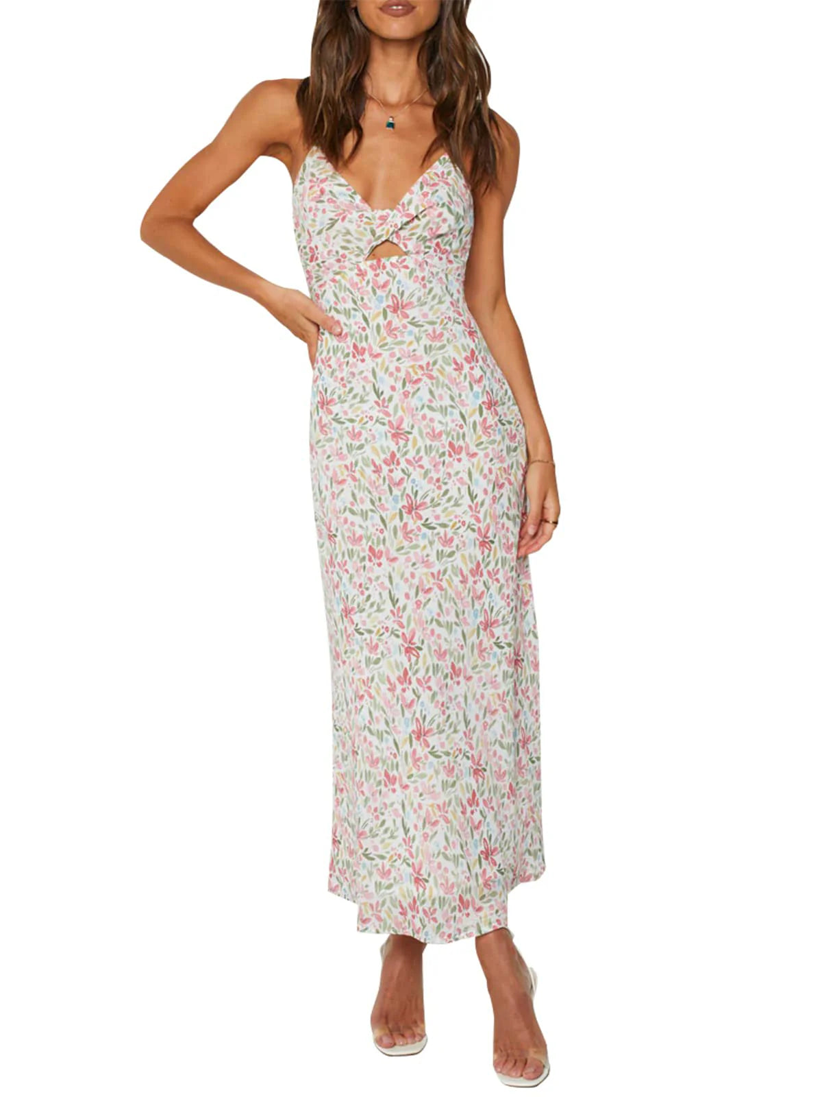 2026 Spaghetti Strap Floral Print Dress
