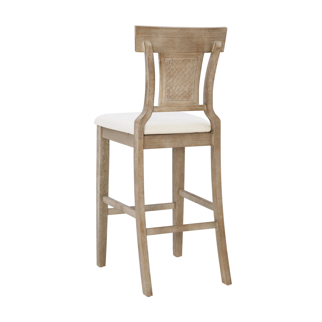 2026 Linon Rylan 30" Bar Stool, Rustic Brown Finish with Beige Fabric