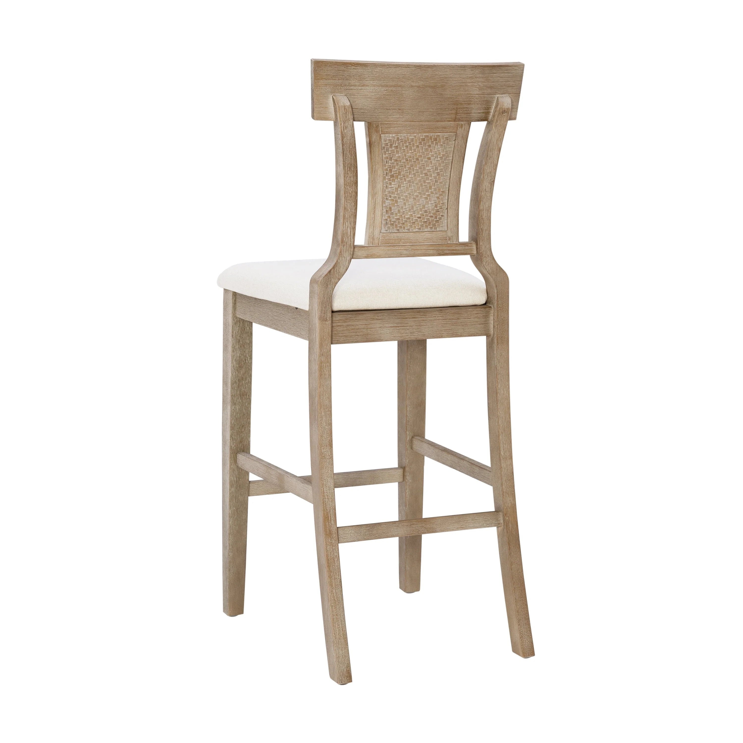 2026 Linon Rylan 30" Bar Stool, Rustic Brown Finish with Beige Fabric