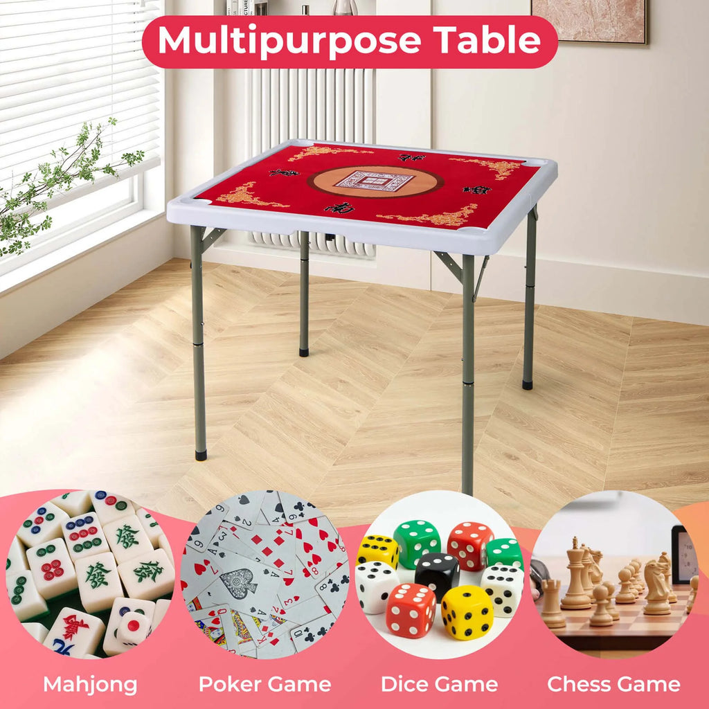 2026 Costway 35" Folding Mahjong Table with Cup Holders & Smooth Felt Mat Carrying Handle Green