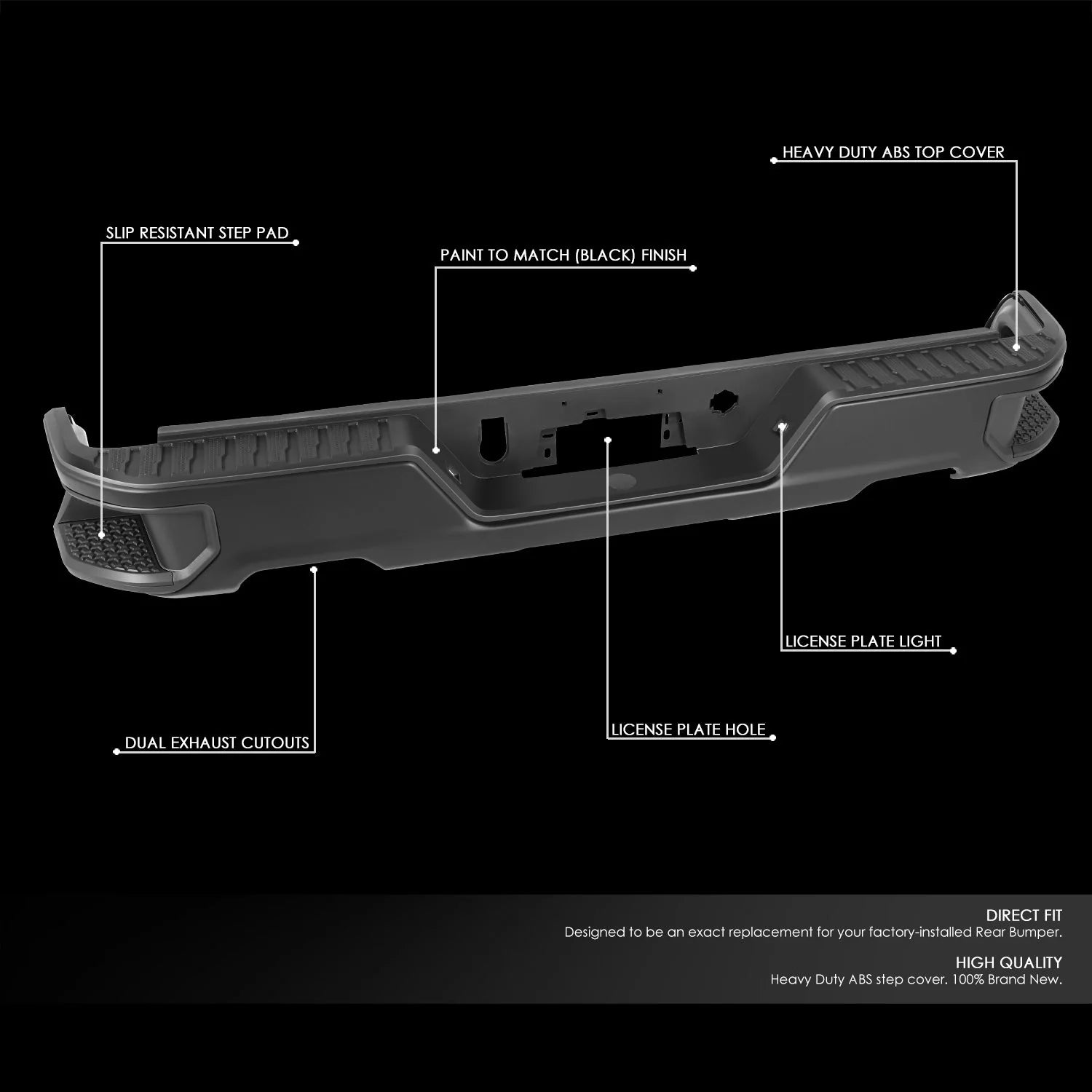 Rear Step Bumper w/ License Plate Lights  19-23 Chevy/GMC Silverado Sierra 1500