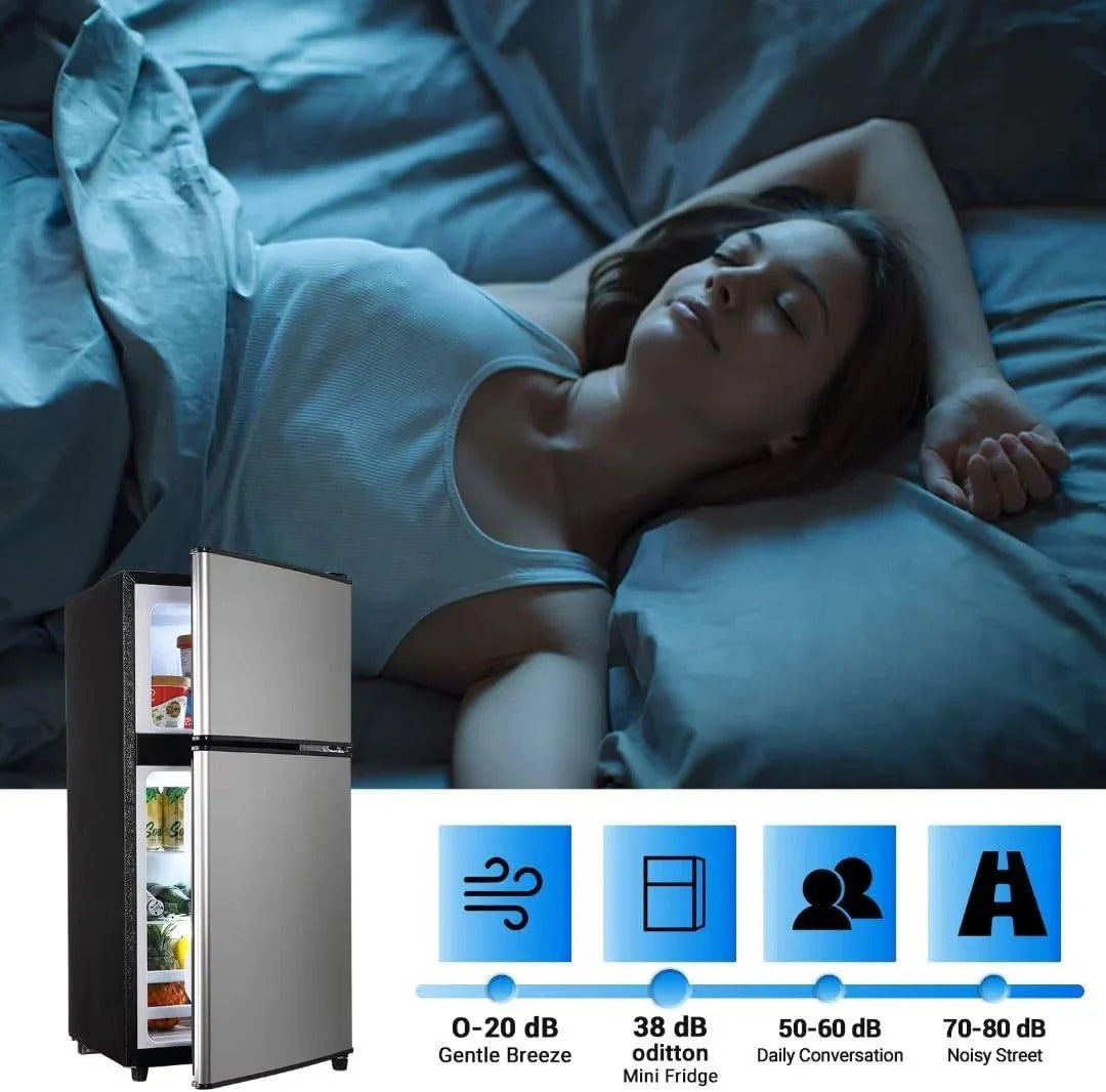 2026 Apartment-sized refrigerator, 3.5 cubic feet (approx. 99 liters) usable capacity, small refrigerator with freezer compartment, suitable for houses and apartments, freestanding