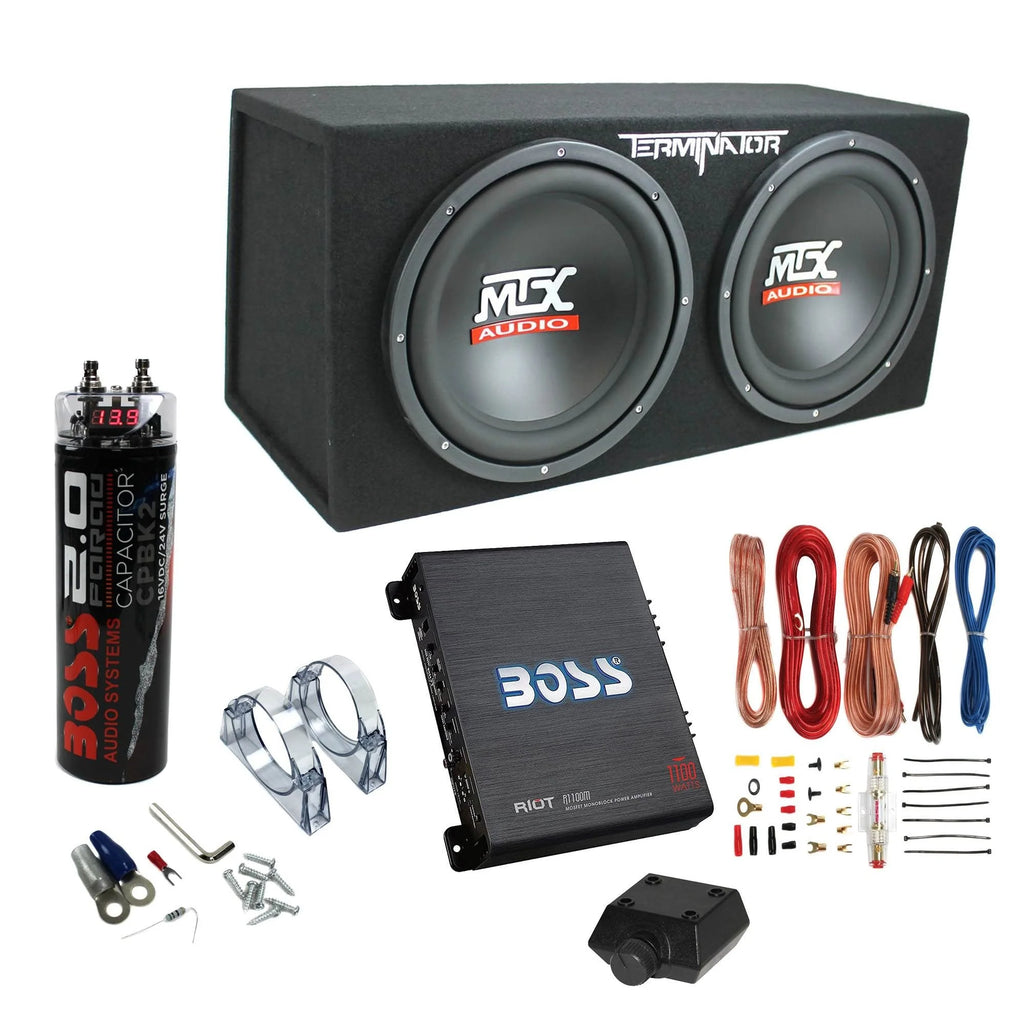 2026 12-inch car subwoofer with 1200W and 1100W amplifier including kit and capacitor