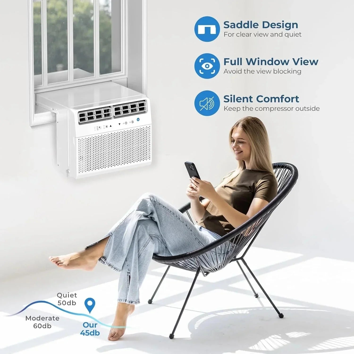 2026 Antarctic Star U-shaped window air conditioner 12000 BTU Ultra-quiet window air conditioner Cools