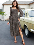 2026 Puffy High-Waisted Floral Dress