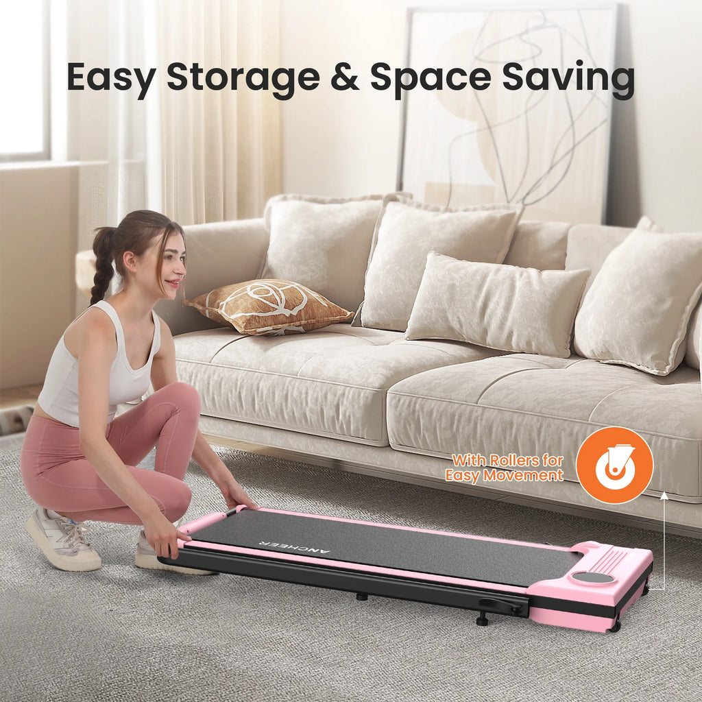 2026 ANCHEER Portable Folding Walking Pad 300lb, 7.5 MPH Under Desk Treadmill with Remote Control & LED Display,2 in 1 Walking Pad Treadmill for Home/Office/Exercise(Pink)