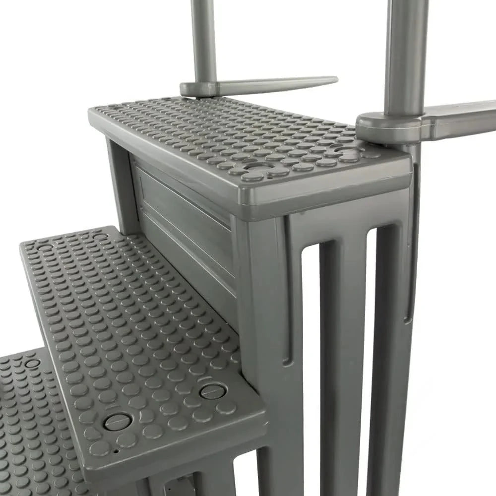 2026 Non-slip pool entrance steps | Gray | Suitable for above-ground pools | Can be installed on patios with a height of 122 to 137 cm | Maximum load capacity 136 kg