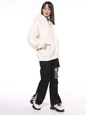 2026 Faux Fur Half-Zip Fleece Sweatshirt