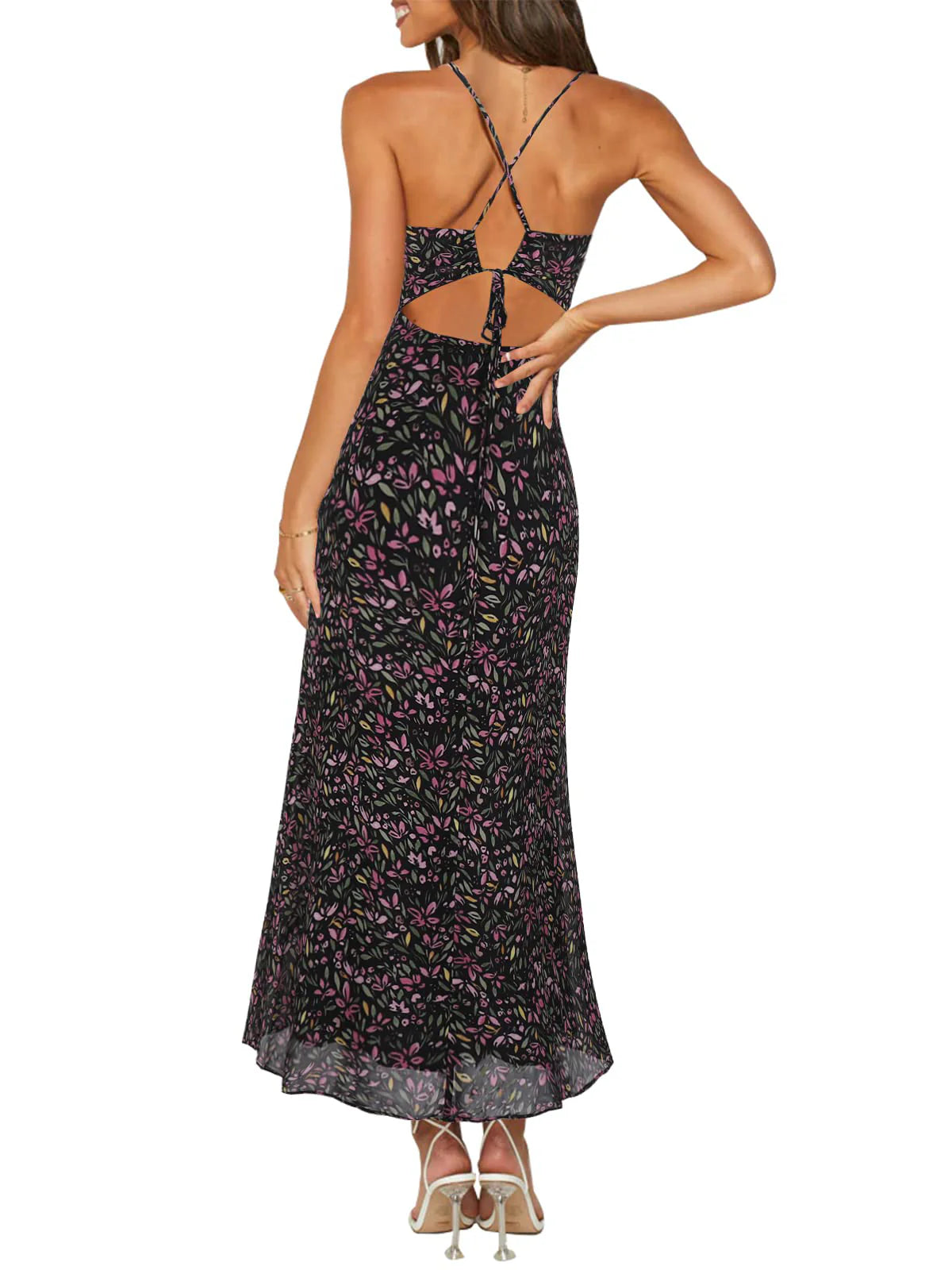 2026 Spaghetti Strap Floral Print Dress