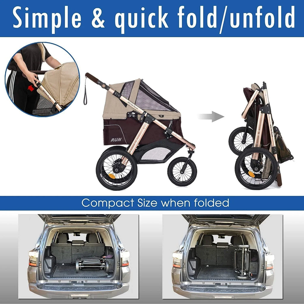 2026 Jogging Sports Stroller with Comfort Rubber Wheels/Zipper-Less Entry/1-Hand Quick Fold/Aluminum Frame for Small/Medium Dogs, Cats and Pets (Green Camo)