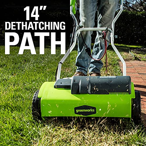 2026 Greenworks 10 Amp 14” Corded Electric Dethatcher (Stainless Steel Tines)
