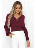 2026 Wrap V-Neck Knit Chunky Sweater