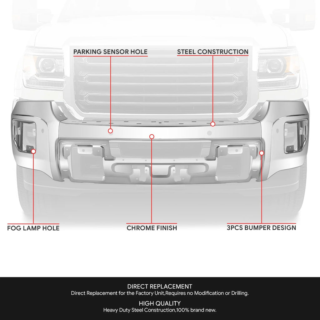 Modular Style Front Bumper w/ Parking Sensor Holes15-19 GMC Sierra 2500 3500 HD