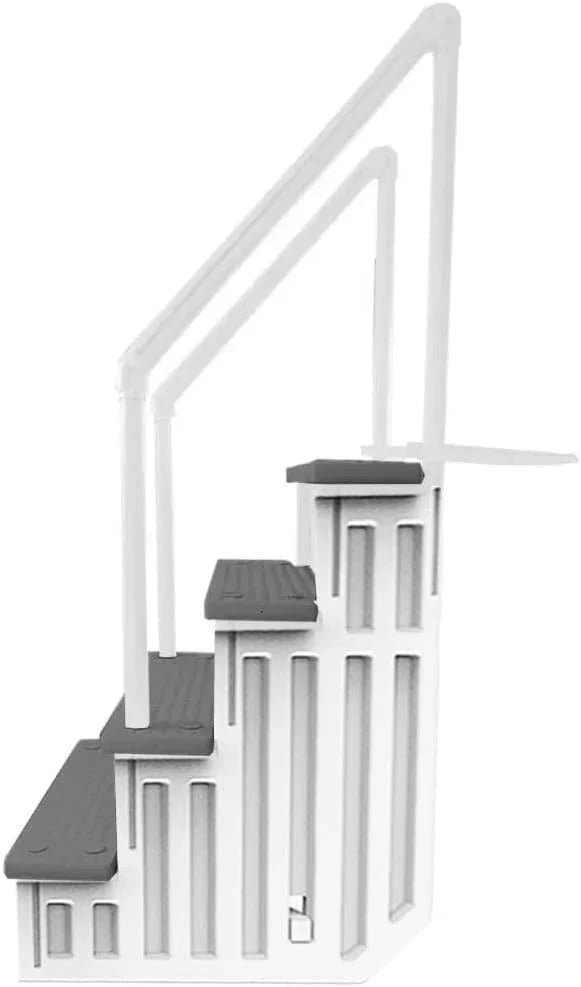 2026 Non-slip pool entrance steps | Gray | Suitable for above-ground pools | Can be installed on patios with a height of 122 to 137 cm | Maximum load capacity 136 kg