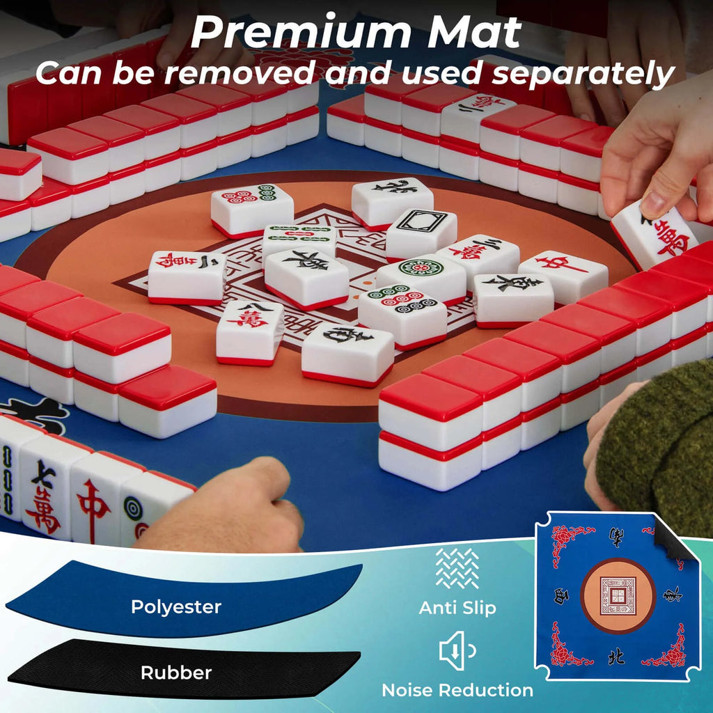 2026 Costway 35" Folding Mahjong Table with Cup Holders & Smooth Felt Mat Carrying Handle Green