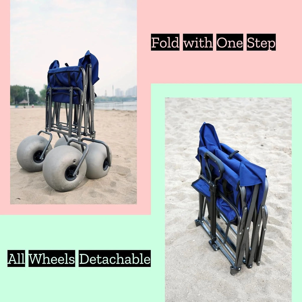 2026 Beach cart with 13-inch balloon wheels, chair brackets and pump included