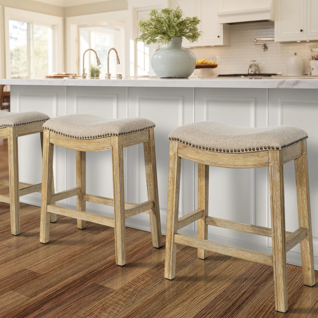 2026 New Ridge Home Goods 26" Saddle Wood Counter Height Stool Weathered Natural