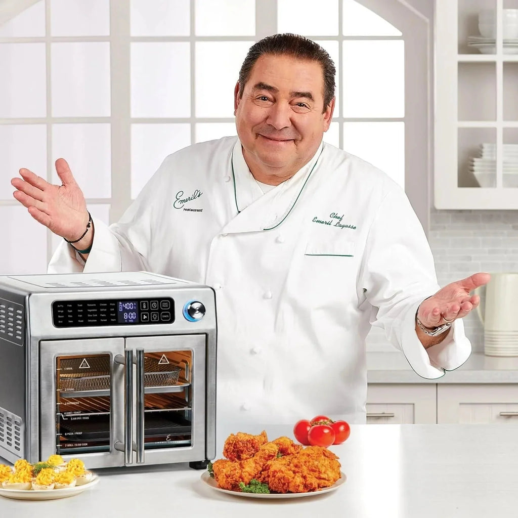 2026 Emeril Lagasse Extra Large French Door Air Fryer Toaster Oven Combo, 24 Cooking Functions