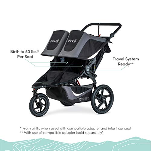 2026 BOB Gear Revolution Flex 3.0 Duallie Double Jogging Stroller, Graphite Black