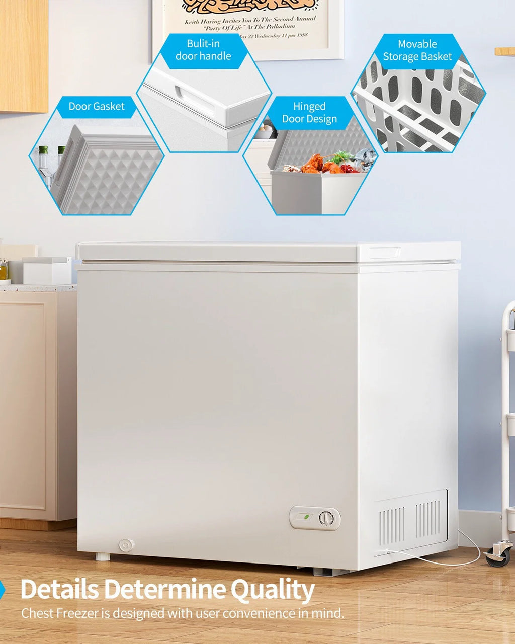 2026 DISHUP 10.0 Cu.Ft Chest Freezer, Deep Freezer with Removable Basket, Adjustable Temperature, for Home/Office/Garage/Bar