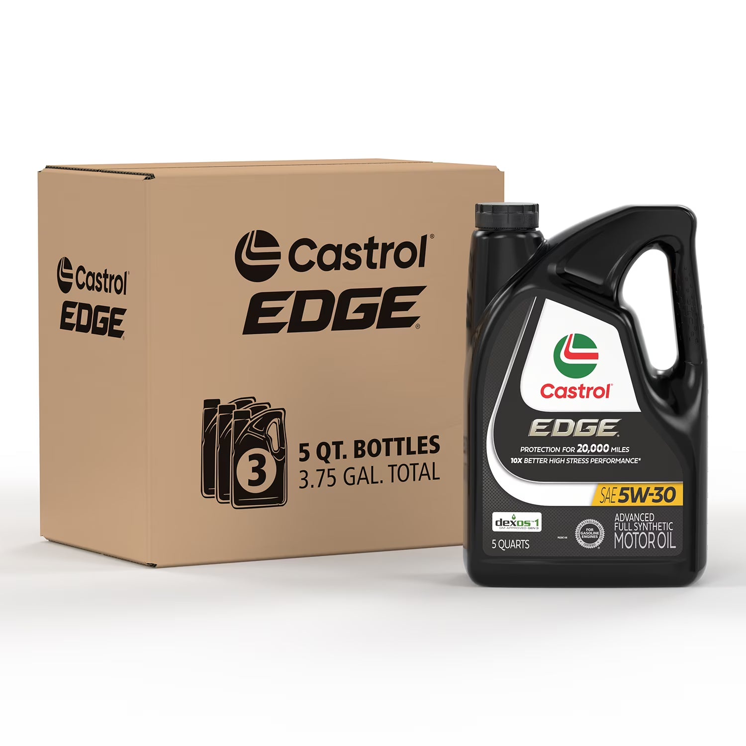 2026 Castrol EDGE 5W-30 Advanced Full Synthetic Motor Oil, 5 Quarts, Case of 3