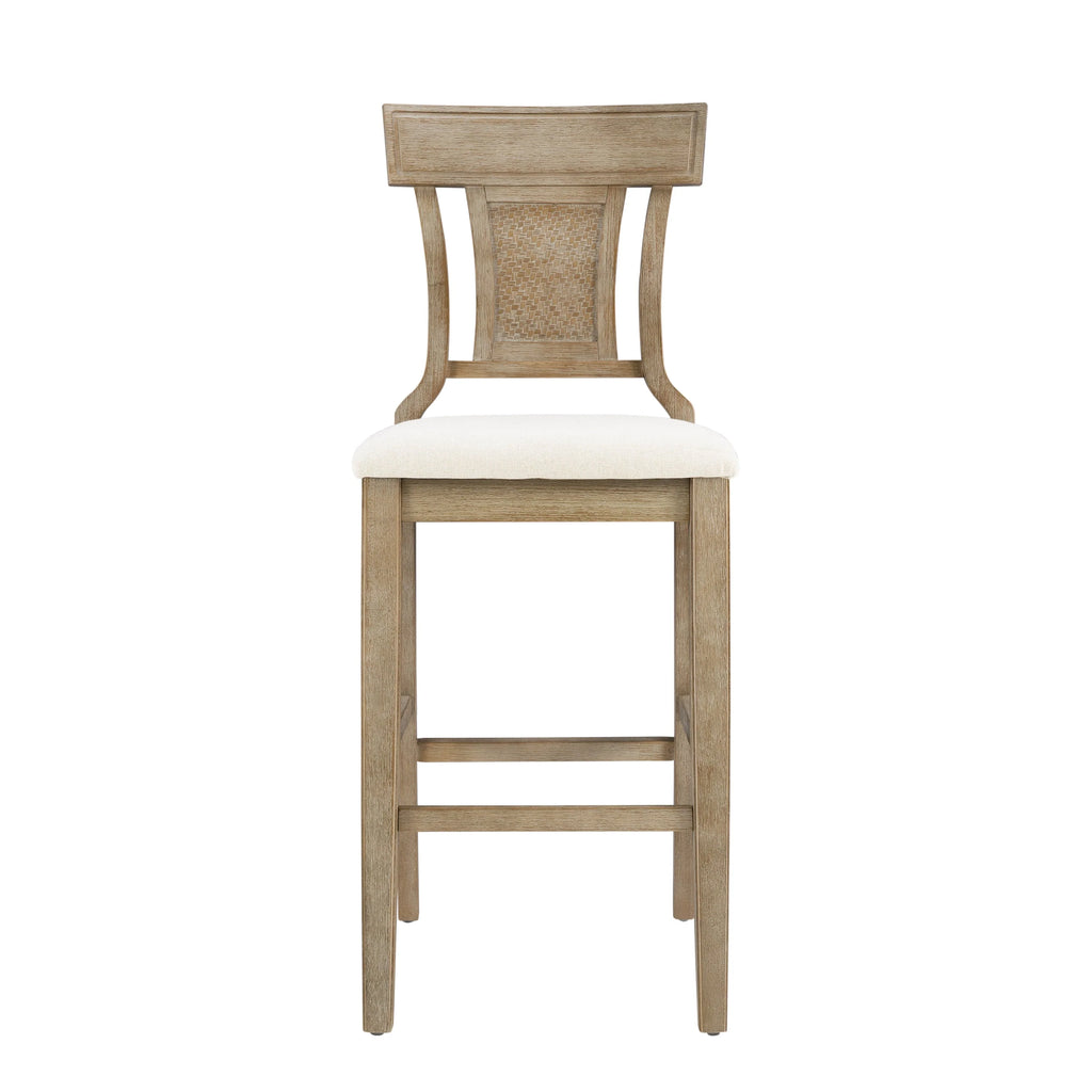 2026 Linon Rylan 30" Bar Stool, Rustic Brown Finish with Beige Fabric