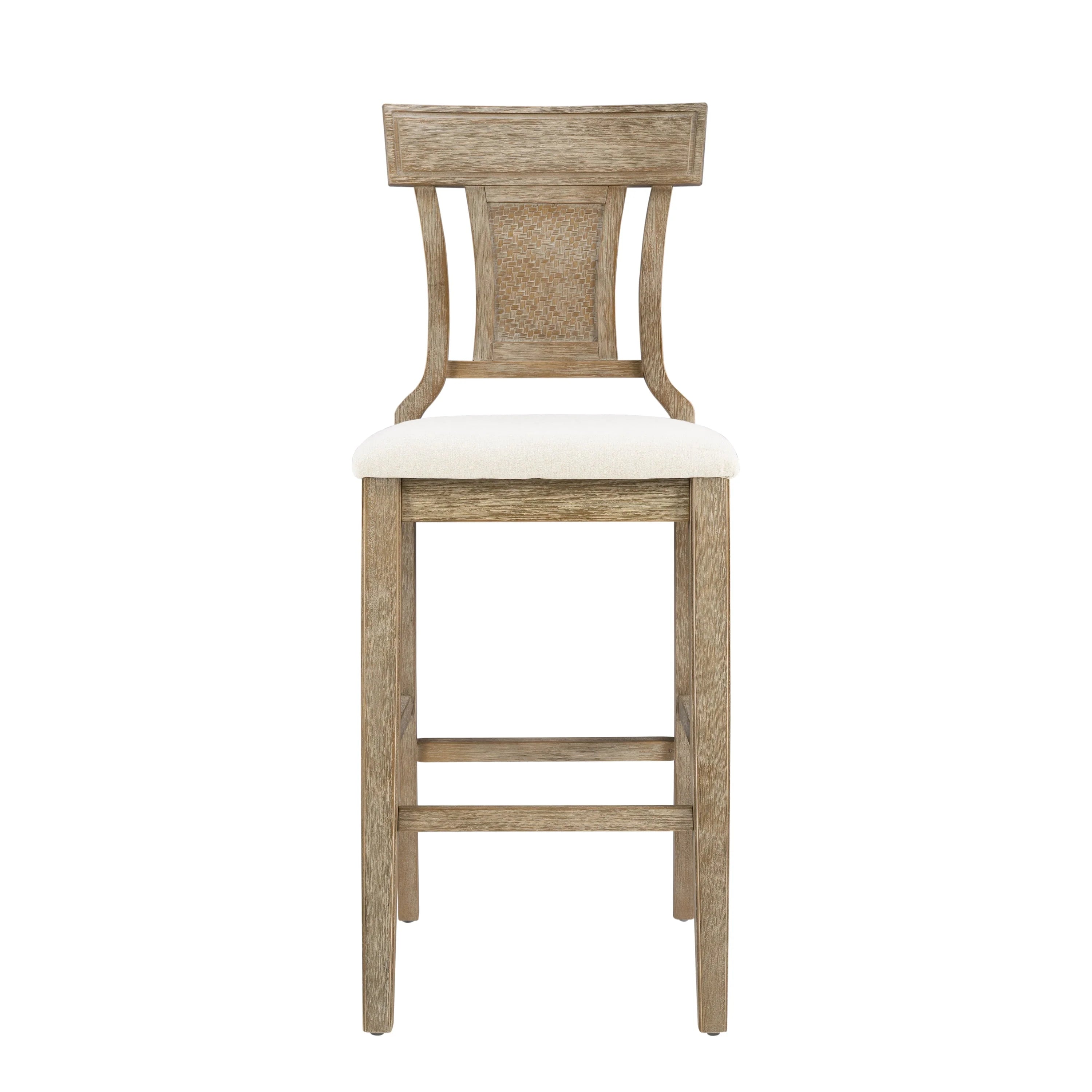2026 Linon Rylan 30" Bar Stool, Rustic Brown Finish with Beige Fabric