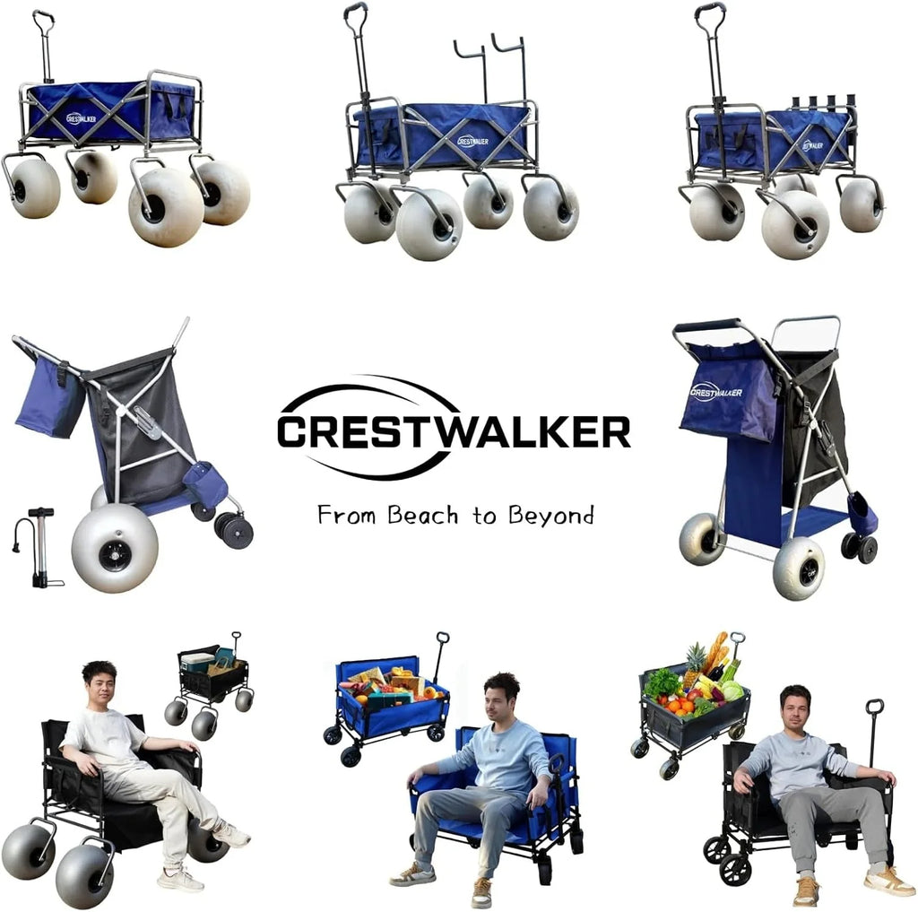 2026 Beach cart with 13-inch balloon wheels, chair brackets and pump included