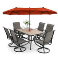 2026 8-piece patio dining set with parasol, garden furniture set with 6 swivel dining chairs with mesh covers