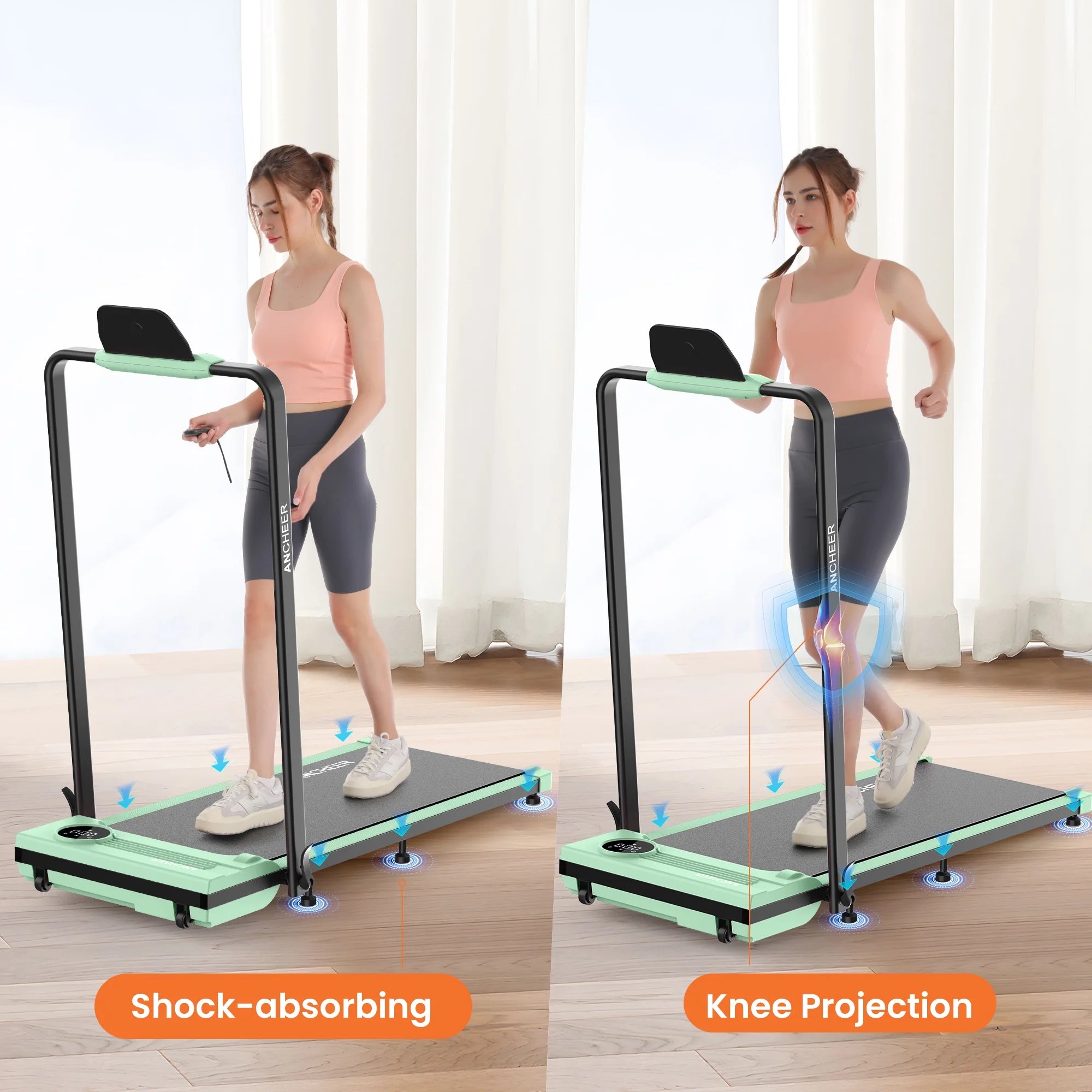 2026 ANCHEER Portable Folding Walking Pad 300lb, 7.5 MPH Under Desk Treadmill with Remote Control & LED Display,2 in 1 Walking Pad Treadmill for Home/Office/Exercise(Pink)