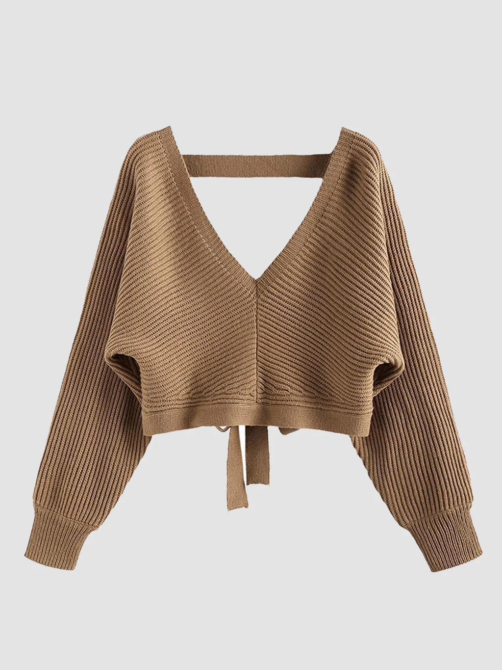 2026 Ribbed Knit Sexy Drop Shoulder Sweater