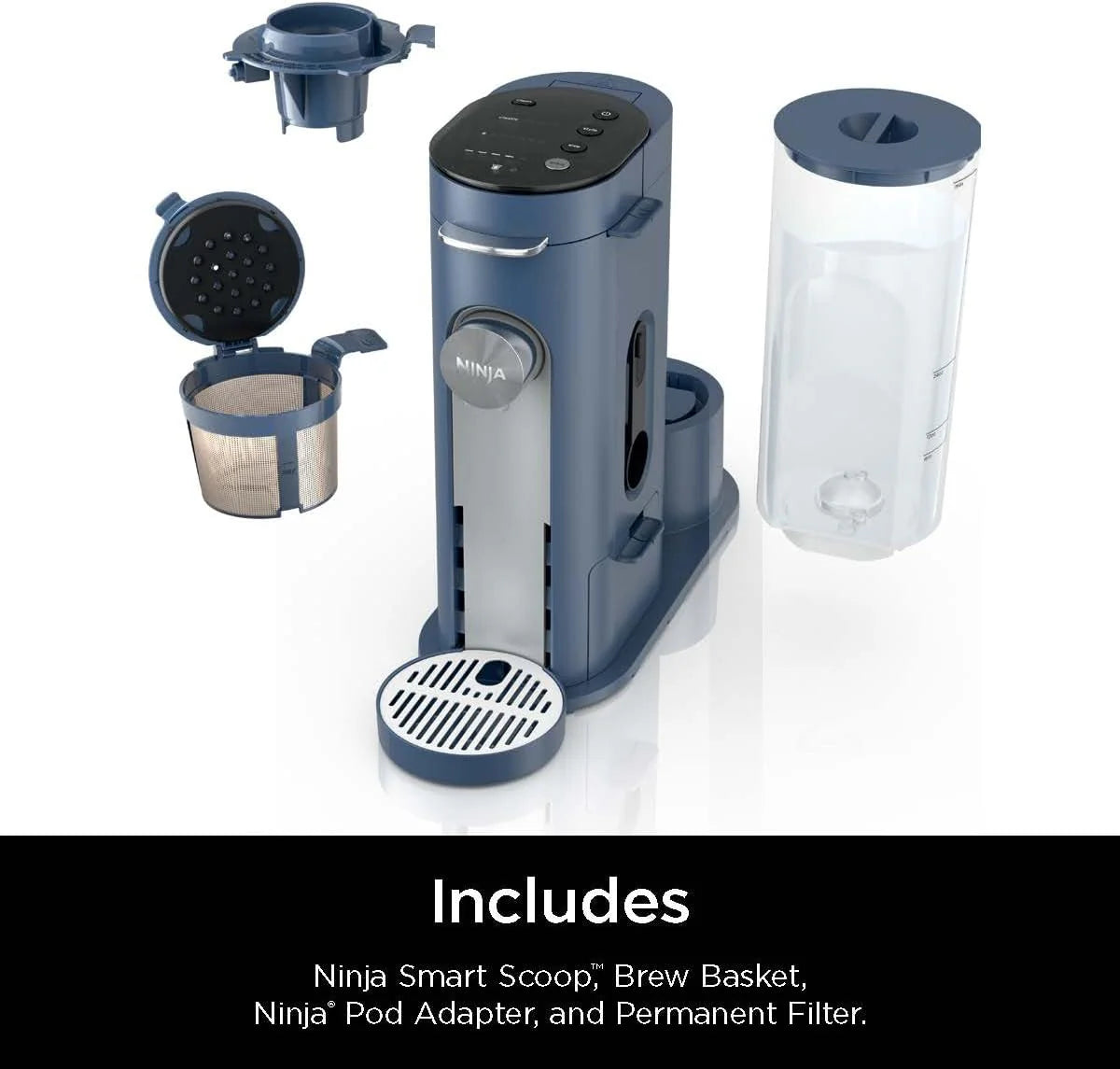 2026 Ninja Pods & Grounds Single-Serve Coffee Maker, K-Cup Pod Compatible, Brews Grounds, Compact Design, 56-oz. Reservoir, 6-oz. Cup to 24-oz. Travel Mug Brew Sizes, Iced Coffee Maker, Stone, PB041ST