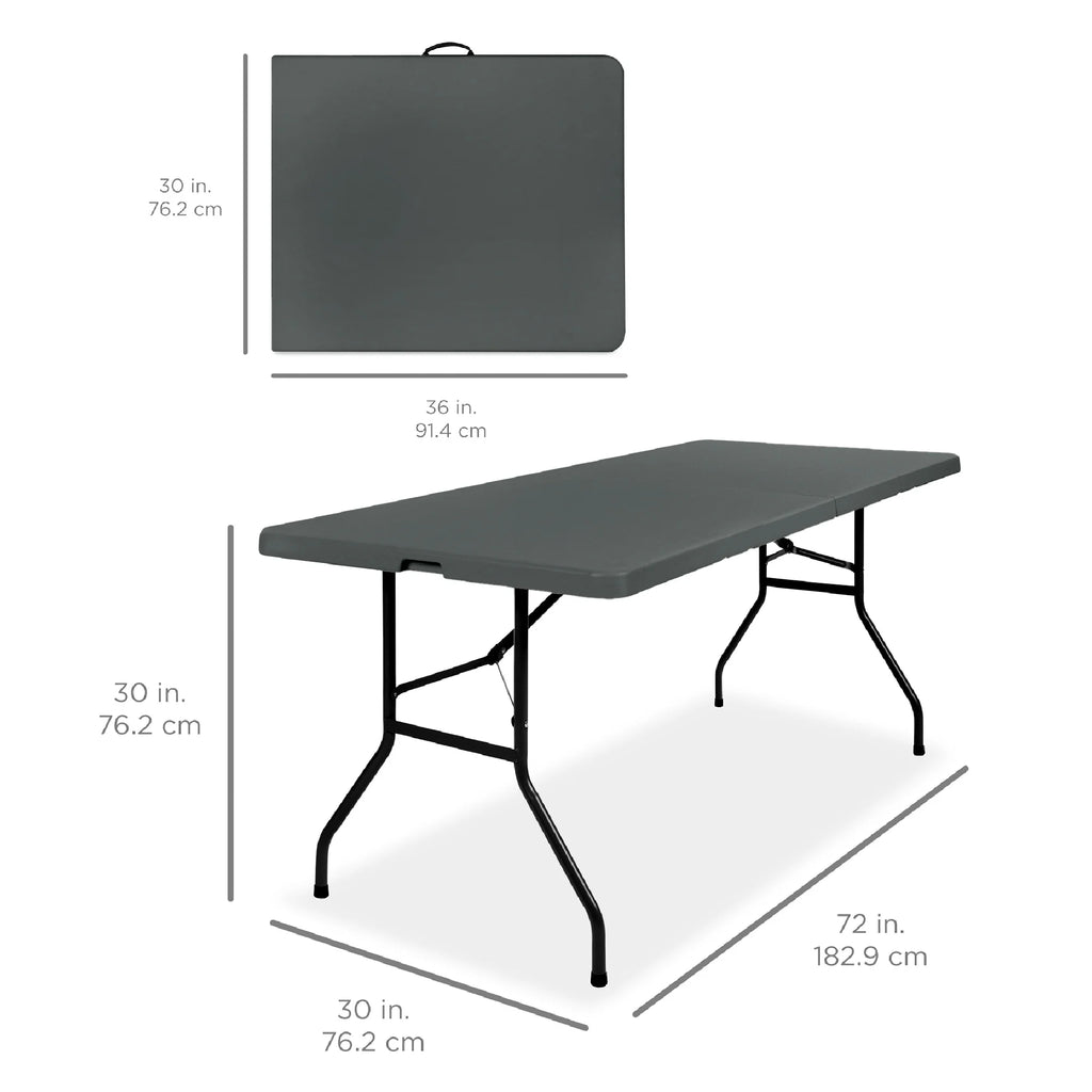 2026 Best Choice Products 6ft Plastic Folding Table, Indoor Outdoor Heavy Duty Portable w/ Handle, Lock - White
