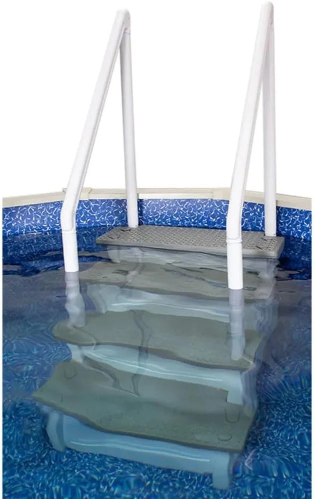 2026 Non-slip pool entrance steps | Gray | Suitable for above-ground pools | Can be installed on patios with a height of 122 to 137 cm | Maximum load capacity 136 kg