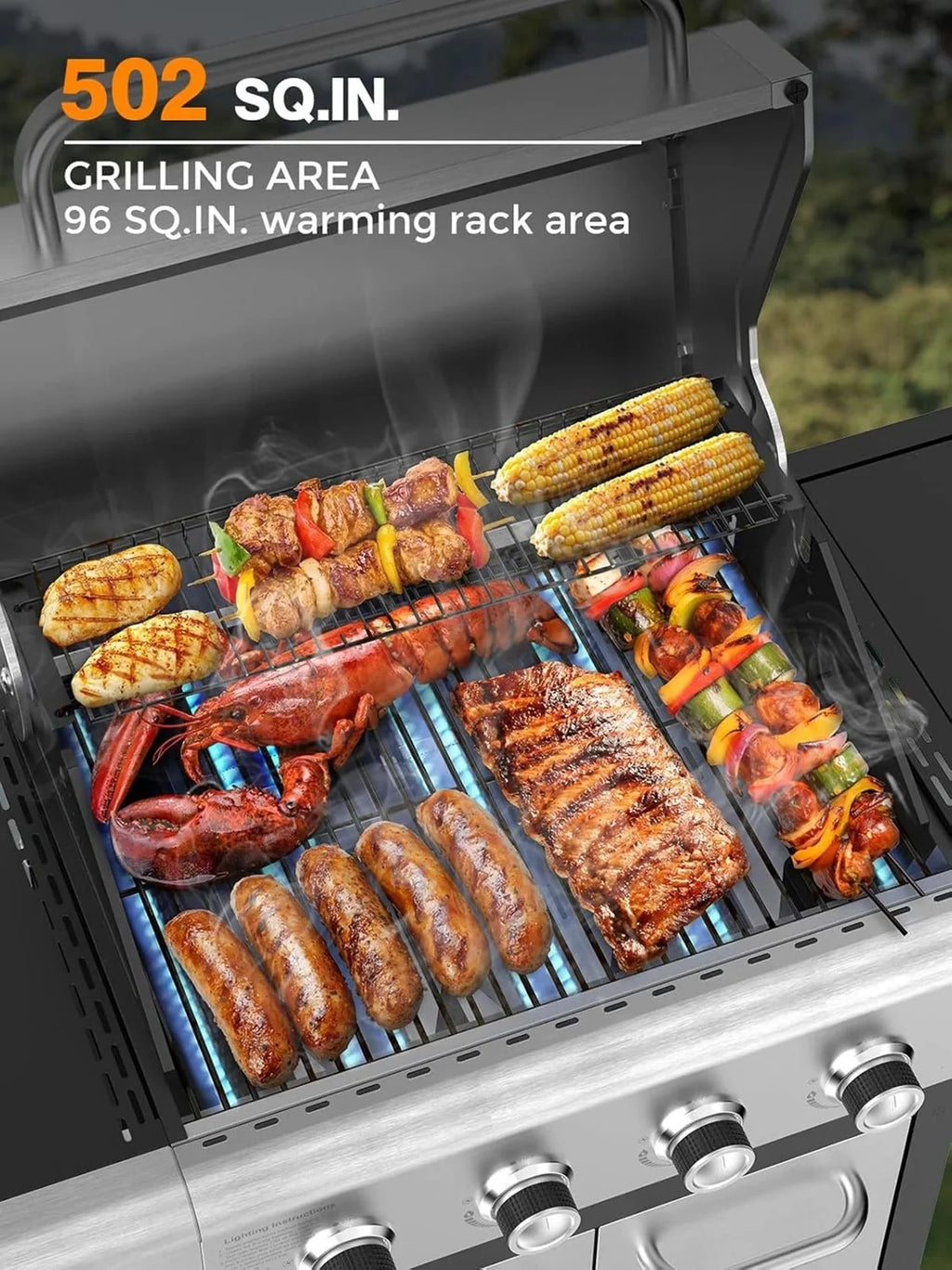 2026 4-Burner BBQ Propane Gas Grill, 44000 BTU