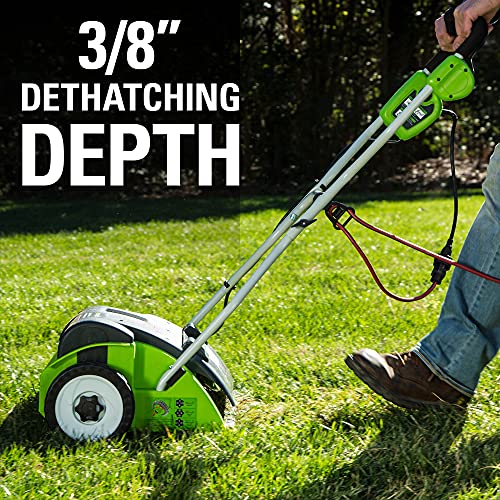 2026 Greenworks 10 Amp 14” Corded Electric Dethatcher (Stainless Steel Tines)