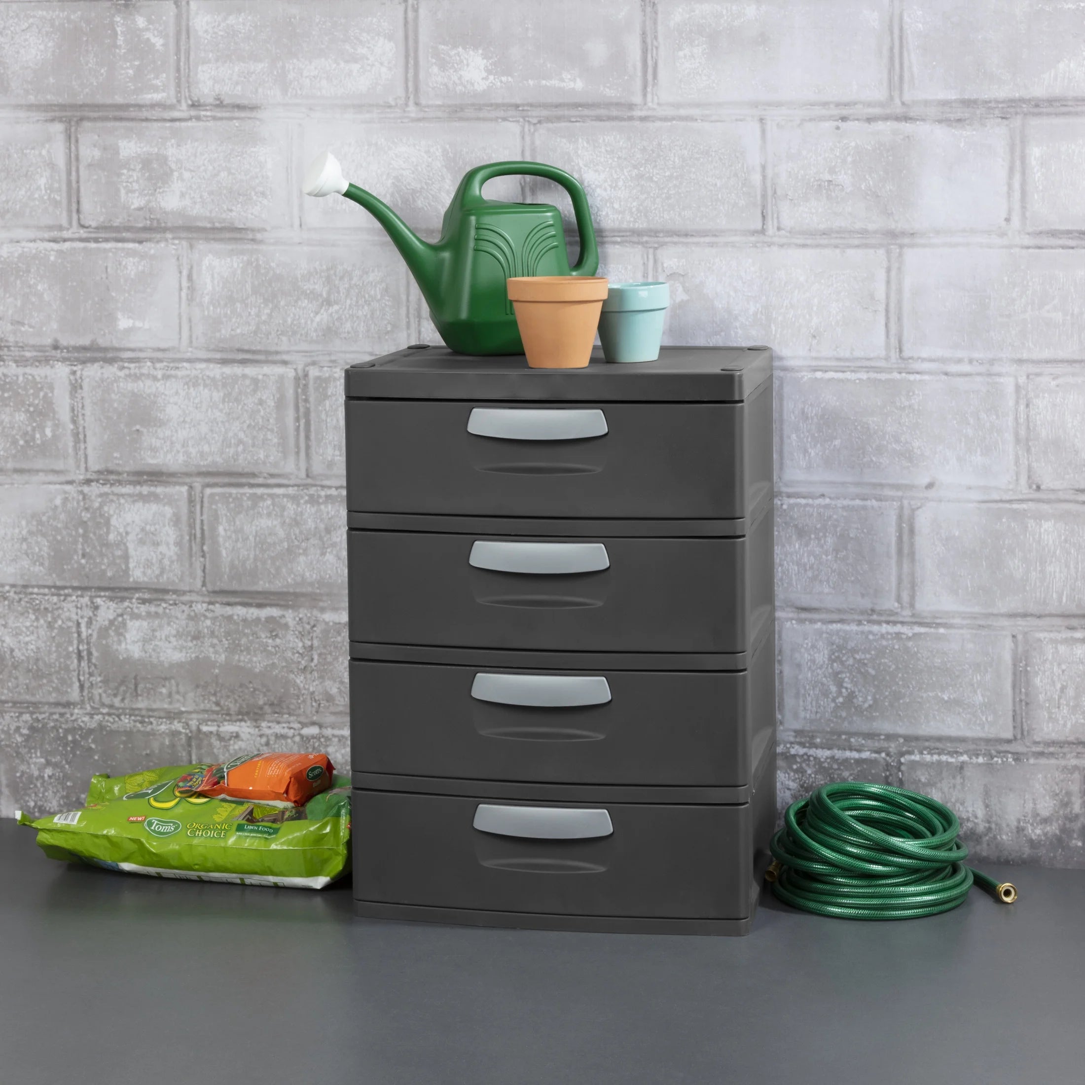 2026 Sterilite 4 Drawer Unit, Durable Plastic Storage Solution for Garages and Basements, Dark Gray