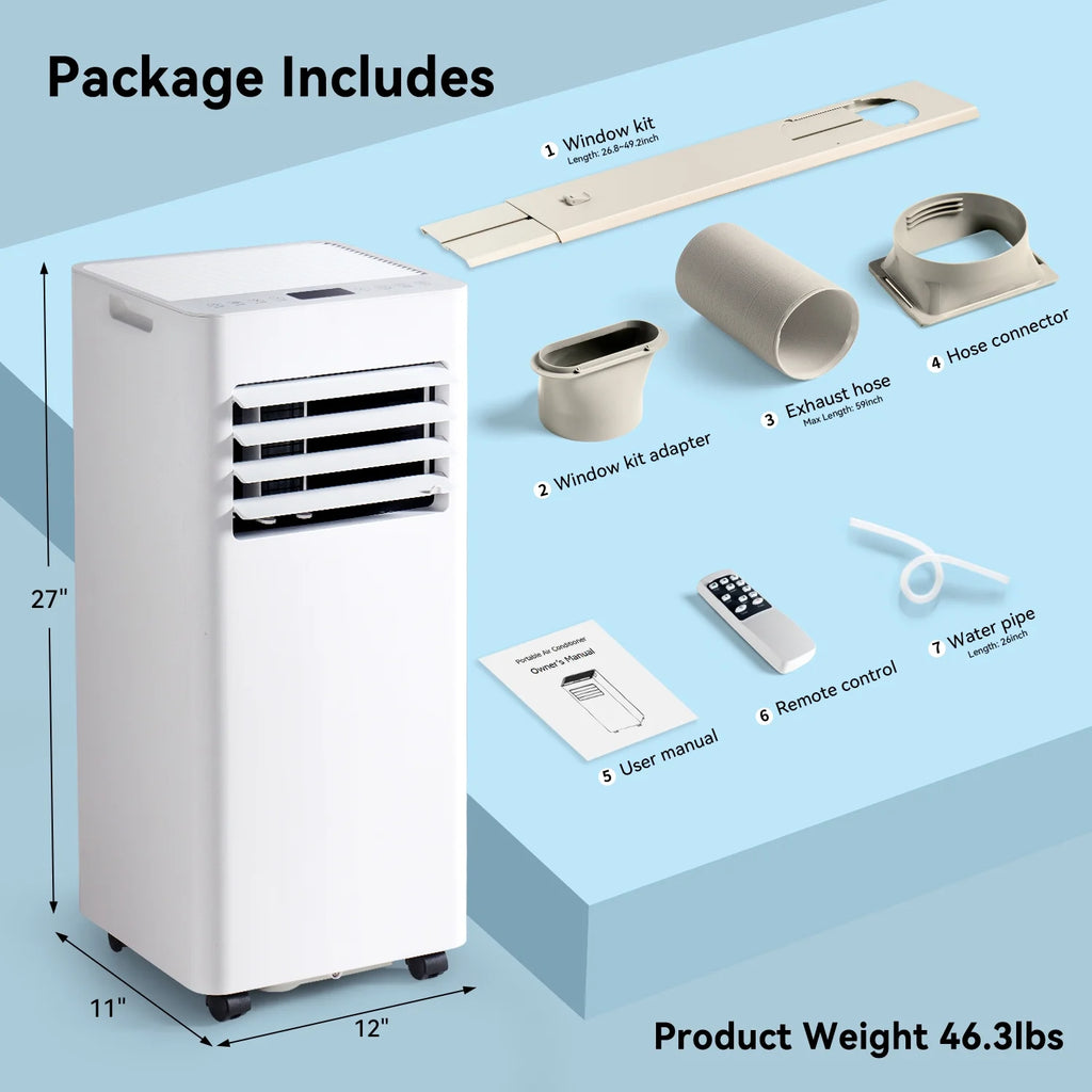 2026 Bapipro 10,000 BTU Smart Portable AC - WiFi/Remote, 4-in-1 for 300 Sq.Ft, 24H Timer, Window Kit, ??55dB, ETL Certified