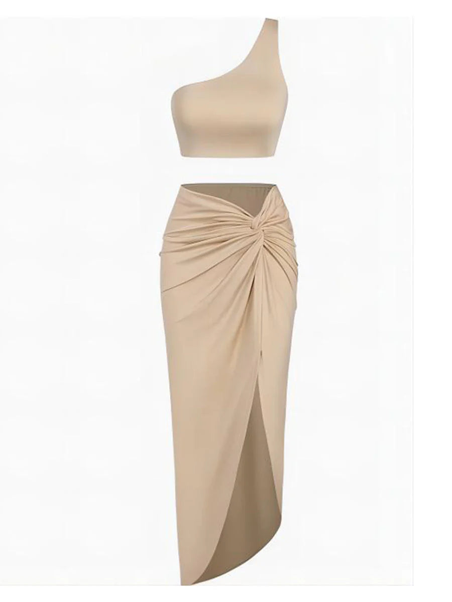 2026 High-Slit Twist Skirt Dress Set