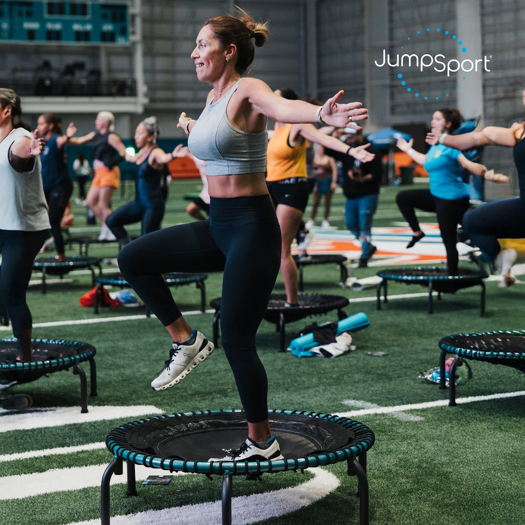 2026 JumpSport 350 Pro Fitness 39" Cardio Workout Indoor Trampoline, Teal/Black